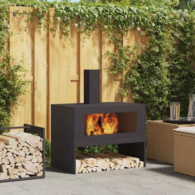 vidaXL Feuerstelle Schwarz 80 x 50 x 96 cm Kaltgewalzter Stahl - Schwarz vidaXL Feuerstelle Schwarz 80 x 50 x 96 cm Kaltgewalzter Stahl - Schwarz