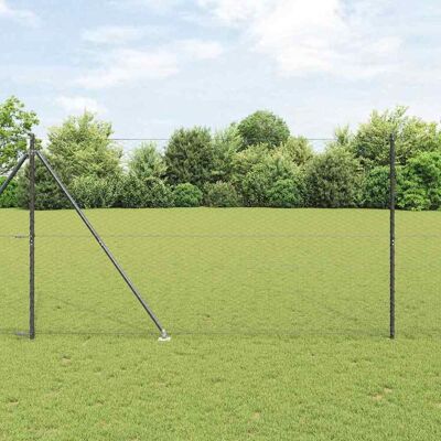vidaXL Outdoor sechseckiger Zaun mit Pfosten 25 x 1,5 m Grau Netz - Grau vidaXL Outdoor sechseckiger Zaun mit Pfosten 25 x 1,5 m Grau Netz - Grau