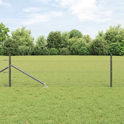 vidaXL Outdoor sechseckiger Zaun mit Pfosten 50 x 0,4 m Grau Netz - Grau vidaXL Outdoor sechseckiger Zaun mit Pfosten 50 x 0,4 m Grau Netz - Grau