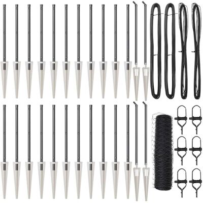 vidaXL Outdoor sechseckiger Zaun mit Pfosten 50 x 1 m Grau Netz - Grau vidaXL Outdoor sechseckiger Zaun mit Pfosten 50 x 1 m Grau Netz - Grau