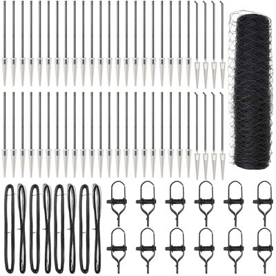 vidaXL Outdoor sechseckiger Zaun mit Pfosten 100 x 0,5 m Grau Netz - Grau vidaXL Outdoor sechseckiger Zaun mit Pfosten 100 x 0,5 m Grau Netz - Grau