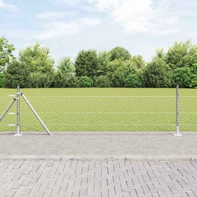 vidaXL Sechseckiger Zaun mit Betonfundament 10 x 0,5 m Silber Netz - Silber vidaXL Sechseckiger Zaun mit Betonfundament 10 x 0,5 m Silber Netz - Silber