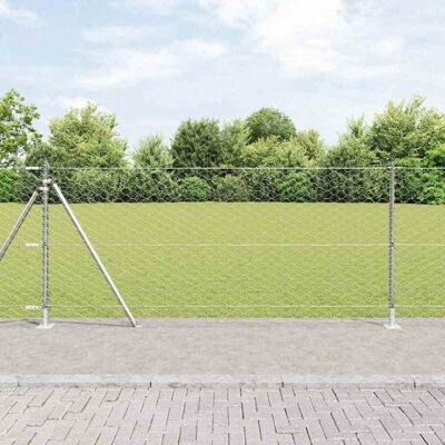vidaXL Sechseckiger Zaun mit Betonfundament 25 x 0,8 m Silber Netz - Silber vidaXL Sechseckiger Zaun mit Betonfundament 25 x 0,8 m Silber Netz - Silber