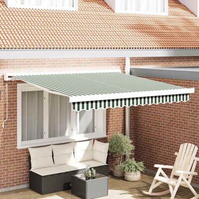 vidaXL Ausziehbare Markise Grün und Weiß 300 x 250 cm - Grün vidaXL Ausziehbare Markise Grün und Weiß 300 x 250 cm - Grün
