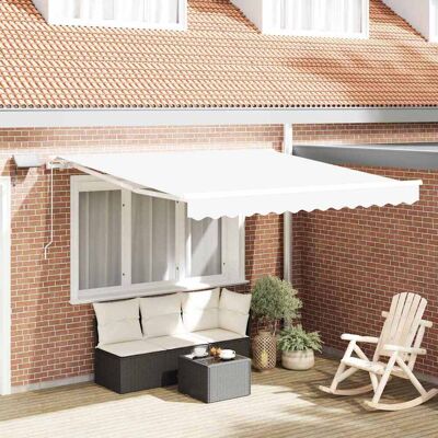 vidaXL Ausziehbare Markise Weiß 350 x 250 cm Stoff und Aluminium - Weiß vidaXL Ausziehbare Markise Weiß 350 x 250 cm Stoff und Aluminium - Weiß