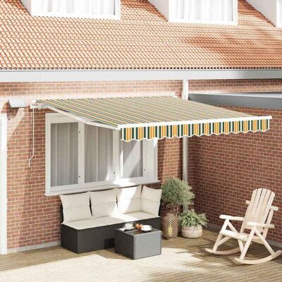 vidaXL Ausziehbare Markise Grün und Gelb 350 x 250 cm - Grün vidaXL Ausziehbare Markise Grün und Gelb 350 x 250 cm - Grün