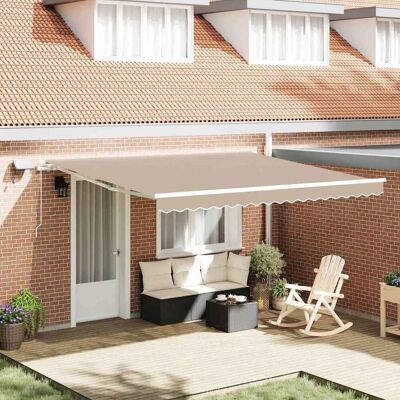 vidaXL Ausziehbare Markise Beige 400 x 300 cm Stoff und Aluminium - Beige vidaXL Ausziehbare Markise Beige 400 x 300 cm Stoff und Aluminium - Beige