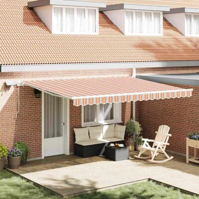 vidaXL Ausziehbare Markise Mehrfarbig 450 x 300 cm Stoff und Aluminium - Mehrfarbig vidaXL Ausziehbare Markise Mehrfarbig 450 x 300 cm Stoff und Aluminium - Mehrfarbig