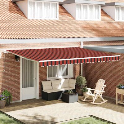 vidaXL Ausziehbare Markise Orange und Braun 450 x 350 x 165 cm - Orange vidaXL Ausziehbare Markise Orange und Braun 450 x 350 x 165 cm - Orange