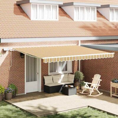 vidaXL Ausziehbare Markise Mehrfarbig 450 x 350 cm Stoff und Aluminium - Mehrfarbig vidaXL Ausziehbare Markise Mehrfarbig 450 x 350 cm Stoff und Aluminium - Mehrfarbig
