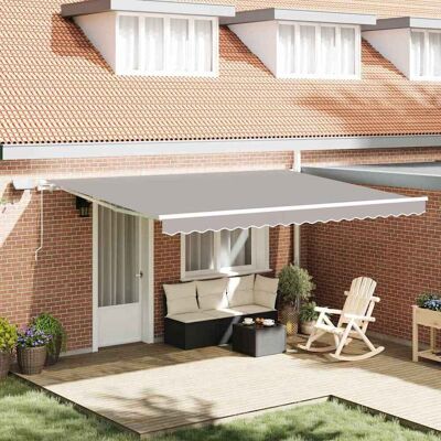 vidaXL Ausziehbare Markise Hellgrau 450 x 350 cm Stoff und Aluminium - Hellgrau vidaXL Ausziehbare Markise Hellgrau 450 x 350 cm Stoff und Aluminium - Hellgrau