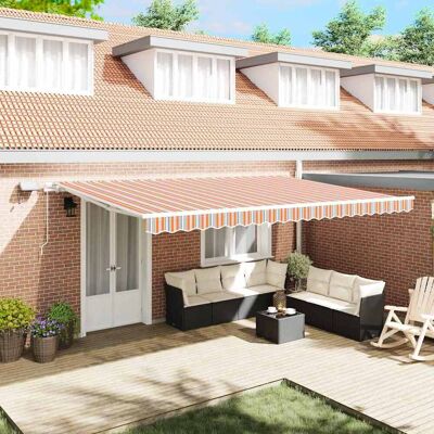 vidaXL Ausziehbare Markise Mehrfarbig 500 x 350 cm Stoff und Aluminium - Mehrfarbig vidaXL Ausziehbare Markise Mehrfarbig 500 x 350 cm Stoff und Aluminium - Mehrfarbig