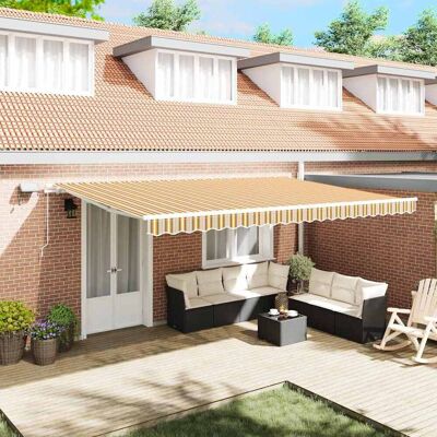 vidaXL Ausziehbare Markise Mehrfarbig 500 x 350 cm Stoff und Aluminium - Mehrfarbig vidaXL Ausziehbare Markise Mehrfarbig 500 x 350 cm Stoff und Aluminium - Mehrfarbig