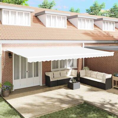 vidaXL Ausziehbare Markise Weiß 600 x 350 cm Polyester und Aluminium - Weiß vidaXL Ausziehbare Markise Weiß 600 x 350 cm Polyester und Aluminium - Weiß