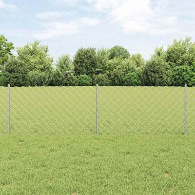 vidaXL Kettchenzaun mit 10 U Pfosten Silber 0.6x10 m Langlebig Geometrisches Netz vidaXL Kettchenzaun mit 10 U Pfosten Silber 0.6x10 m Langlebig Geometrisches Netz
