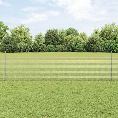 vidaXL Schweissdrahtzaun mit Pfosten 10 x 0,5 m Verzinkter Stahl Netz - Silber vidaXL Schweissdrahtzaun mit Pfosten 10 x 0,5 m Verzinkter Stahl Netz - Silber