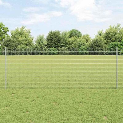 vidaXL Schweissdrahtzaun mit Pfosten 10 x 0,8 m Verzinkter Stahl Netz - Silber vidaXL Schweissdrahtzaun mit Pfosten 10 x 0,8 m Verzinkter Stahl Netz - Silber