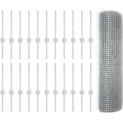 vidaXL Schweissdrahtzaun mit Pfosten 50 x 0,4 m Verzinkter Stahl Netz - Silber vidaXL Schweissdrahtzaun mit Pfosten 50 x 0,4 m Verzinkter Stahl Netz - Silber