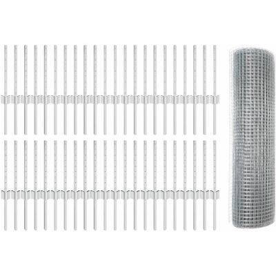vidaXL Schweissdrahtzaun mit Pfosten 100 x 0,4 m Verzinkter Stahl Netz - Silber vidaXL Schweissdrahtzaun mit Pfosten 100 x 0,4 m Verzinkter Stahl Netz - Silber
