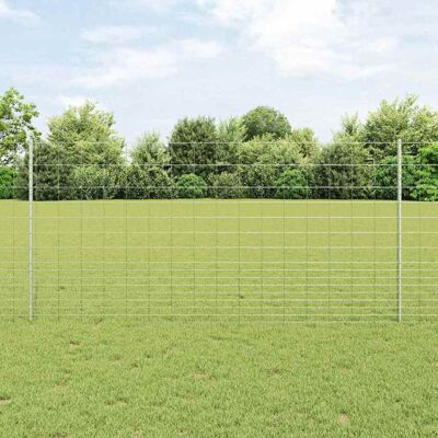 vidaXL Außen Wildzaun mit Pfosten 25 x 1,2 m Verzinkter Stahl Silber - Silber vidaXL Außen Wildzaun mit Pfosten 25 x 1,2 m Verzinkter Stahl Silber - Silber