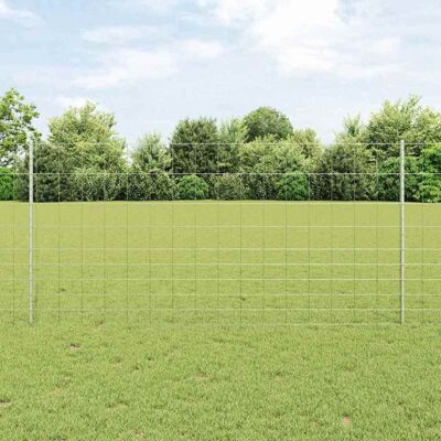 vidaXL Außen Wildzaun mit Pfosten 50 x 1,2 m Verzinkter Stahl Silber - Silber vidaXL Außen Wildzaun mit Pfosten 50 x 1,2 m Verzinkter Stahl Silber - Silber