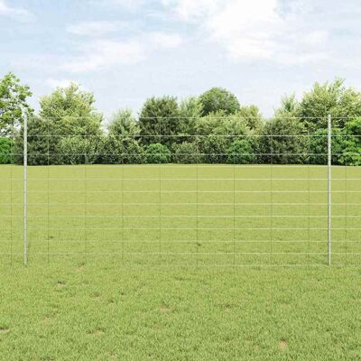 vidaXL Außen Wildzaun mit Pfosten 50 x 1,2 m Verzinkter Stahl Silber - Silber vidaXL Außen Wildzaun mit Pfosten 50 x 1,2 m Verzinkter Stahl Silber - Silber