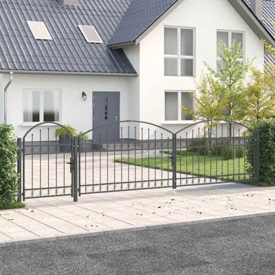vidaXL Gartentor mit gewölbtem Oberteil Assen Grau 500 x 75 cm Stahl - Grau vidaXL Gartentor mit gewölbtem Oberteil Assen Grau 500 x 75 cm Stahl - Grau