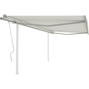 vidaXL Markise Manuell Einziehbar mit Pfosten 4,5x3 m Creme - Creme