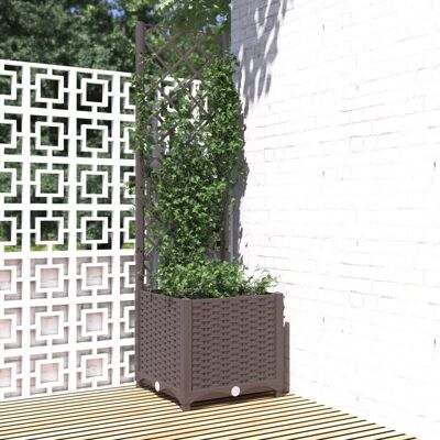 vidaXL Pflanzkübel mit Rankgitter Braun 40x40x136 cm PP - Braun vidaXL Pflanzkübel mit Rankgitter Braun 40x40x136 cm PP - Braun