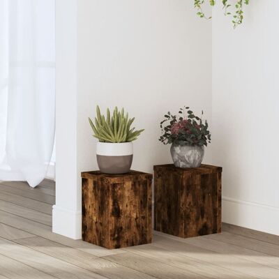vidaXL Pflanzenständer 2 Stk. Räuchereiche 15x15x20 cm Holzwerkstoff - Braun vidaXL Pflanzenständer 2 Stk. Räuchereiche 15x15x20 cm Holzwerkstoff - Braun