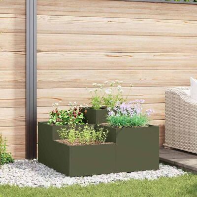 vidaXL Gartenpflanzer Olivgrün - Stahl Dekoration vidaXL Gartenpflanzer Olivgrün - Stahl Dekoration