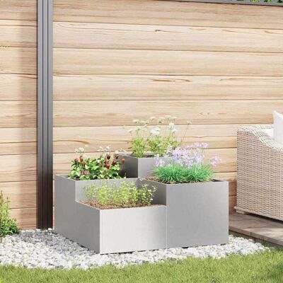 vidaXL Gartenpflanzer Silber Edelstahl 100 x 100 x 48 cm Pflanzgefäße Silver vidaXL Gartenpflanzer Silber Edelstahl 100 x 100 x 48 cm Pflanzgefäße Silver