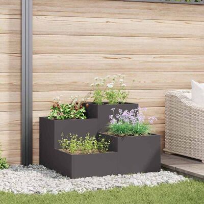 vidaXL Gartenblumentopf Schwarz 100 x 100 x 60 cm Stahl - Schwarz vidaXL Gartenblumentopf Schwarz 100 x 100 x 60 cm Stahl - Schwarz