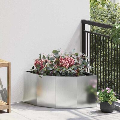 vidaXL Eckpflanzer Silber 60 x 60 x 35 cm Verzinkter Stahl - Silber vidaXL Eckpflanzer Silber 60 x 60 x 35 cm Verzinkter Stahl - Silber