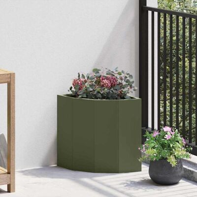 vidaXL Eckpflanzer Olivgrün 30 x 30 x 35 cm Stahl - Grün vidaXL Eckpflanzer Olivgrün 30 x 30 x 35 cm Stahl - Grün