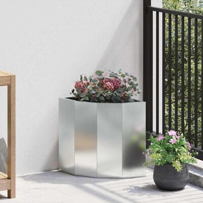 vidaXL Eckpflanzer Silber 30 x 30 x 35 cm Verzinkter Stahl - Silber vidaXL Eckpflanzer Silber 30 x 30 x 35 cm Verzinkter Stahl - Silber