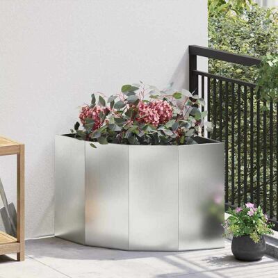 vidaXL Eckpflanzer Silber 60 x 60 x 50 cm Verzinkter Stahl - Silber vidaXL Eckpflanzer Silber 60 x 60 x 50 cm Verzinkter Stahl - Silber