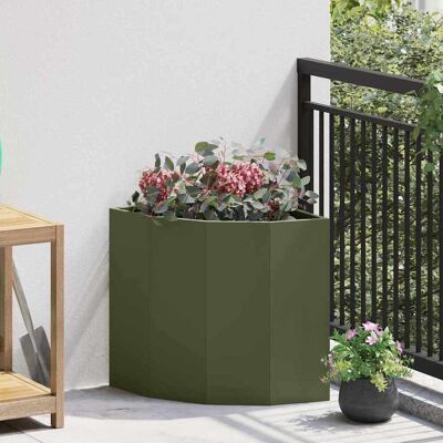 vidaXL Eckpflanzer Olivgrün 45 x 45 x 50 cm Stahl - Grün vidaXL Eckpflanzer Olivgrün 45 x 45 x 50 cm Stahl - Grün
