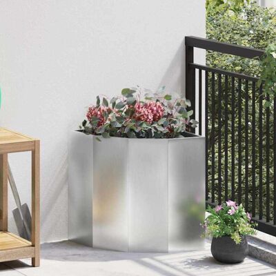 vidaXL Eckpflanzer Silber 45 x 45 x 50 cm Verzinkter Stahl - Silber vidaXL Eckpflanzer Silber 45 x 45 x 50 cm Verzinkter Stahl - Silber