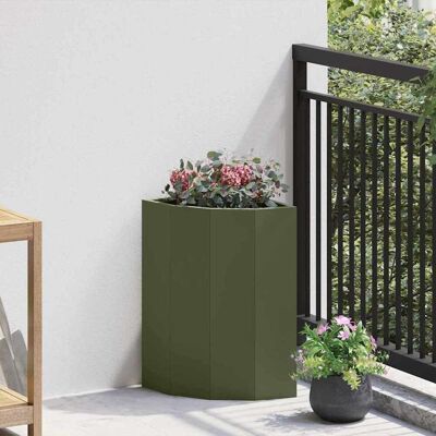 vidaXL Eckpflanzer Olivgrün 30 x 30 x 50 cm Stahl - Grün vidaXL Eckpflanzer Olivgrün 30 x 30 x 50 cm Stahl - Grün