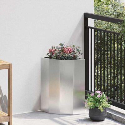 vidaXL Eckpflanzer Silber 30 x 30 x 50 cm Edelstahl - Silber vidaXL Eckpflanzer Silber 30 x 30 x 50 cm Edelstahl - Silber