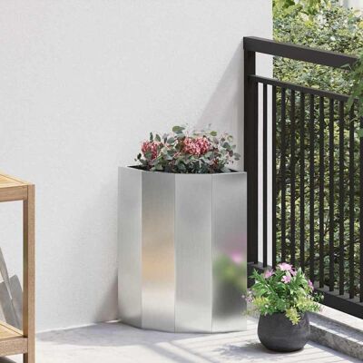 vidaXL Eckpflanzer Silber 30 x 30 x 50 cm Verzinkter Stahl - Silber vidaXL Eckpflanzer Silber 30 x 30 x 50 cm Verzinkter Stahl - Silber