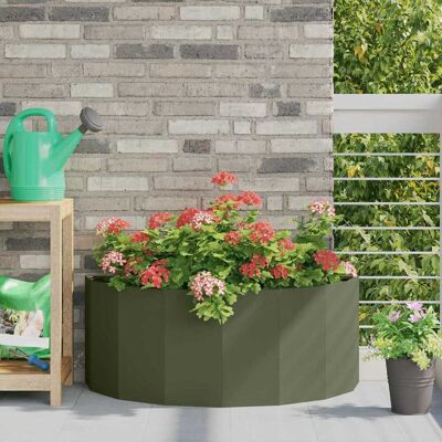 vidaXL Pflanzkübel Olive Grün 90 x 45 x 35 cm Stahl - Olivgrün vidaXL Pflanzkübel Olive Grün 90 x 45 x 35 cm Stahl - Olivgrün