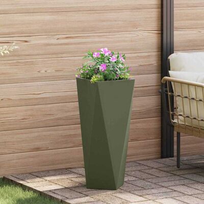 vidaXL Pflanzkübel Olive Grün 30 x 30 x 75 cm Stahl - Olivgrün vidaXL Pflanzkübel Olive Grün 30 x 30 x 75 cm Stahl - Olivgrün