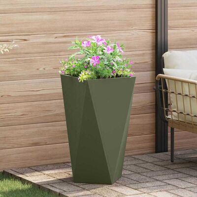 vidaXL Pflanzkübel Olive Grün 40 x 40 x 75 cm Stahl - Olivgrün vidaXL Pflanzkübel Olive Grün 40 x 40 x 75 cm Stahl - Olivgrün