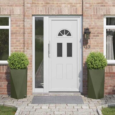 vidaXL Pflanzkübel 2 pcs Olive Grün 40 x 40 x 75 cm Stahl - Olivgrün vidaXL Pflanzkübel 2 pcs Olive Grün 40 x 40 x 75 cm Stahl - Olivgrün