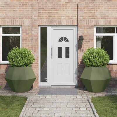 vidaXL Pflanzkübel 2 pcs Olive Grün 100 x 100 x 80 cm Stahl - Olivgrün vidaXL Pflanzkübel 2 pcs Olive Grün 100 x 100 x 80 cm Stahl - Olivgrün
