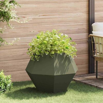 vidaXL Pflanzkübel Olive Grün 75 x 75 x 60 cm Stahl - Olivgrün vidaXL Pflanzkübel Olive Grün 75 x 75 x 60 cm Stahl - Olivgrün
