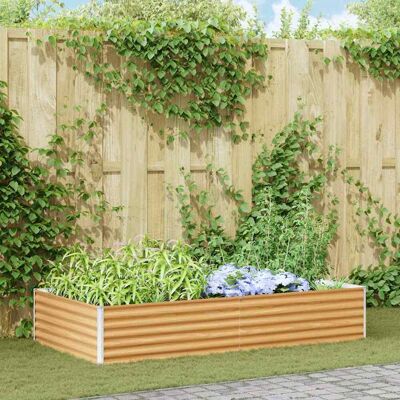 vidaXL Hochbeet Hellbraun 195 x 100 x 36 cm Verzinkter Stahl - Braun vidaXL Hochbeet Hellbraun 195 x 100 x 36 cm Verzinkter Stahl - Braun
