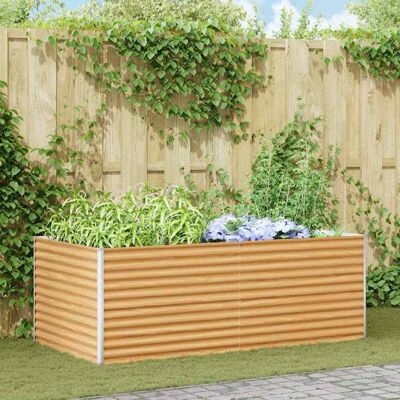 vidaXL Hochbeet Hellbraun 195 x 100 x 68 cm Verzinkter Stahl - Braun vidaXL Hochbeet Hellbraun 195 x 100 x 68 cm Verzinkter Stahl - Braun